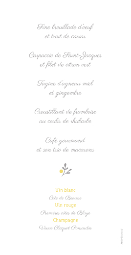 Menu de mariage Couronne champêtre blanc ocre Menu de mariage Couronne champêtre blanc ocre