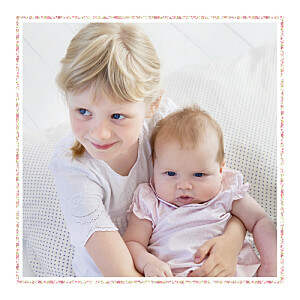 Faire-part de naissance Liseré liberty photo rose Faire-part de naissance Liseré liberty photo rose