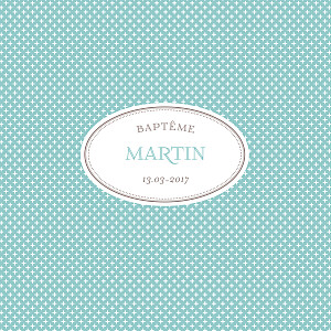 Faire-part de baptême Motif chic écusson turquoise Faire-part de baptême Motif chic écusson turquoise