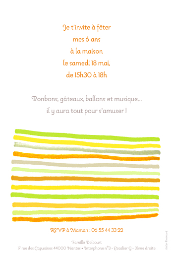 Carte d'anniversaire Dessin lignes orange Carte d'anniversaire Dessin lignes orange