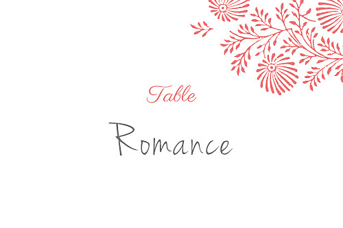 Marque-table mariage Idylle corail - Recto