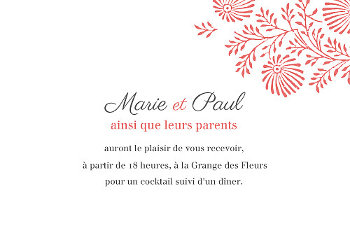 Carton d'invitation mariage Idylle (paysage) corail Carton d'invitation mariage Idylle (paysage) corail