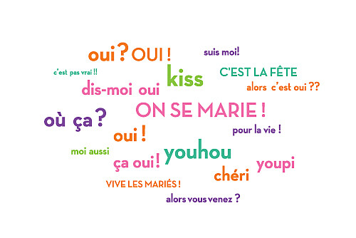 Carton d'invitation mariage Dis moi oui ! orange & violet Carton d'invitation mariage Dis moi oui ! orange & violet