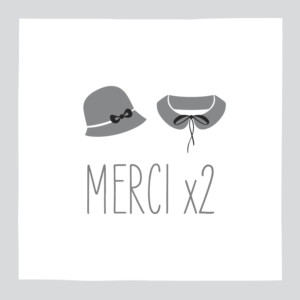 Carte de remerciement Merci coquettes gris Carte de remerciement Merci coquettes gris