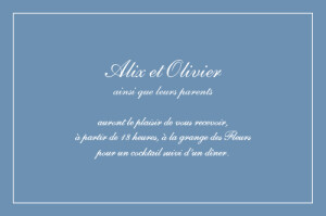 Carton d'invitation mariage Chic liseré bleu