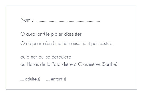 Carton réponse mariage Chic liseré gris foncé - Recto Carton réponse mariage Chic liseré gris foncé - Recto