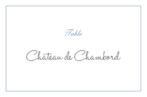 Marque-table mariage Chic liseré bleu Marque-table mariage Chic liseré bleu