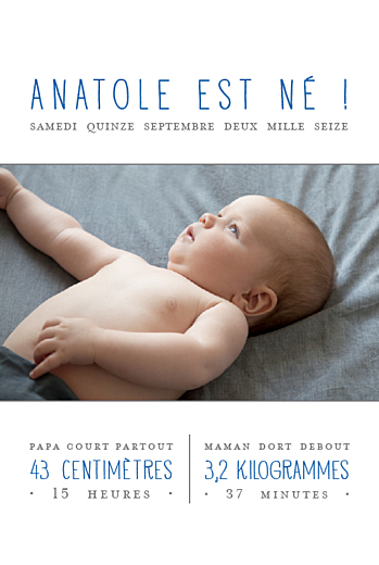 Faire-part de naissance À la une ! (4 pages) blanc Faire-part de naissance À la une ! (4 pages) blanc