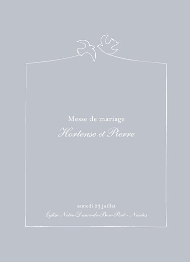 Livret de messe mariage Colombe gris Livret de messe mariage Colombe gris