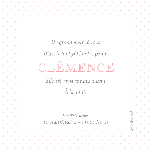 Carte de remerciement Merci pois chics photo rose - Page 2 Carte de remerciement Merci pois chics photo rose - Page 2