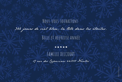 Carte de voeux Neige blanc& bleu marine - Verso Carte de voeux Neige blanc& bleu marine - Verso
