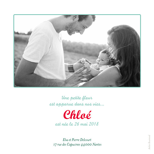 Faire-part de naissance Folk photo bleu Faire-part de naissance Folk photo bleu
