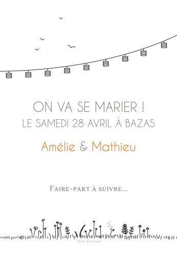 Save the Date Promesse champêtre blanc - Verso