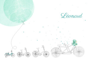 Faire-part de naissance À bicyclette (3 enfants) photos vert Faire-part de naissance À bicyclette (3 enfants) photos vert