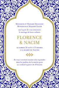 Faire-part de mariage Byzance bleu Faire-part de mariage Byzance bleu