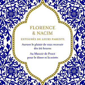 Carton d'invitation mariage Byzance bleu