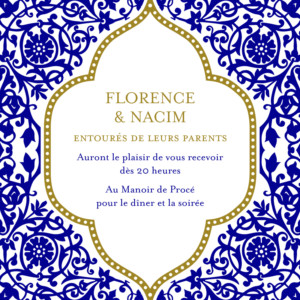 Carton d'invitation mariage Byzance bleu Carton d'invitation mariage Byzance bleu