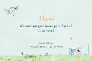 Carte de remerciement Nous irons au bois photo bleu ciel Carte de remerciement Nous irons au bois photo bleu ciel