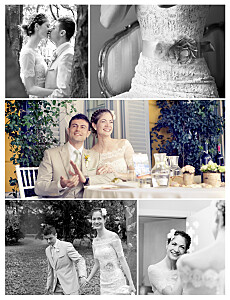Carte de remerciement mariage Grand souvenir 5 photos blanc
