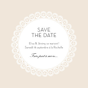 Save the Date Boudoir dentelle photo beige blanc