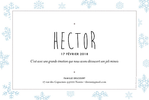 Faire-part de naissance Premiers flocons paysage bleu clair Faire-part de naissance Premiers flocons paysage bleu clair