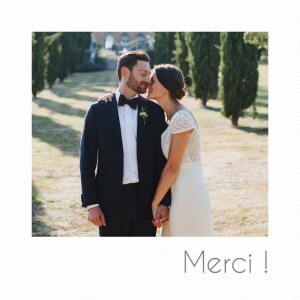 Carte de remerciement mariage Petit polaroid (3 photos) blanc