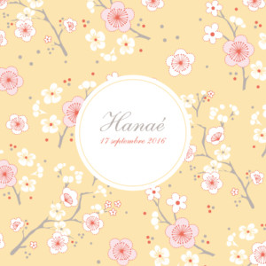 Faire-part de naissance Cerisiers en fleurs jaune Faire-part de naissance Cerisiers en fleurs jaune