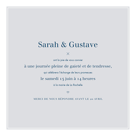 Faire-part de mariage Croisette gris Faire-part de mariage Croisette gris