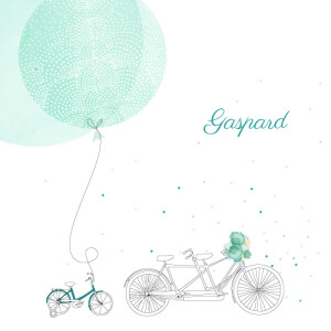 Faire-part de naissance À bicyclette (1 enfant) vert