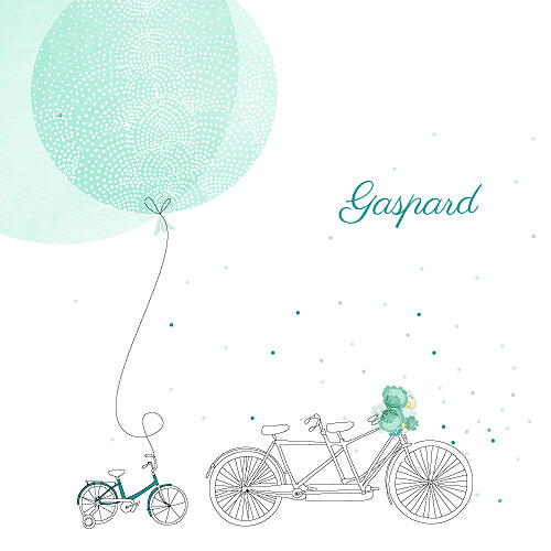Faire-part de naissance À bicyclette (1 enfant) vert - Page 1