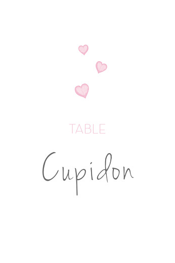 Marque-table mariage Coeurs gris clair et rose Marque-table mariage Coeurs gris clair et rose