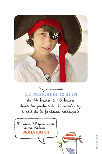 Carte d'anniversaire Pirate vert - Verso Carte d'anniversaire Pirate vert - Verso