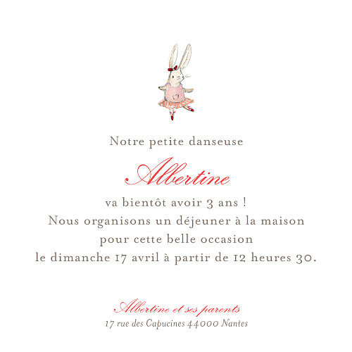 Carte d'anniversaire Pirouette photo rose - Recto