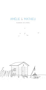 Menu de mariage Promesse sur le sable (4 pages) blanc Menu de mariage Promesse sur le sable (4 pages) blanc