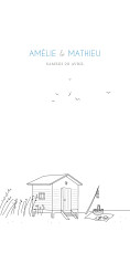 Menu de mariage Promesse sur le sable (4 pages) blanc Menu de mariage Promesse sur le sable (4 pages) blanc