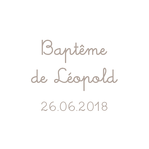 Etiquette perforée baptême Linge peluche taupe - Recto Etiquette perforée baptême Linge peluche taupe - Recto