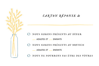 Carton réponse mariage Instant fleuri jaune finition Carton réponse mariage Instant fleuri jaune finition