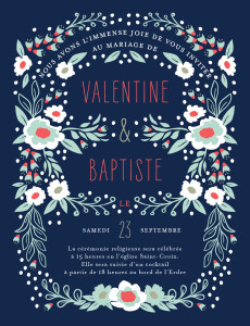 Faire-part de mariage Eden (grand format) bleu nuit Faire-part de mariage Eden (grand format) bleu nuit