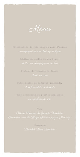 Menu de mariage À pieds joints (4 pages) taupe - Page 3 Menu de mariage À pieds joints (4 pages) taupe - Page 3