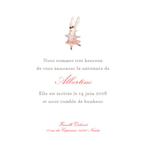 Faire-part de naissance Pirouette photo rose Faire-part de naissance Pirouette photo rose