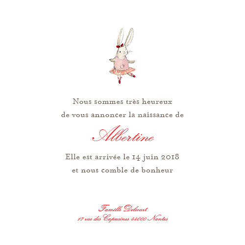 Faire-part de naissance Pirouette photo rose Faire-part de naissance Pirouette photo rose