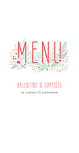 Menu de mariage Eden (4 pages) vert Menu de mariage Eden (4 pages) vert