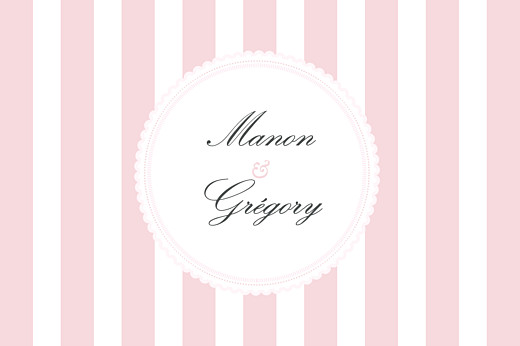 Marque-table mariage Gourmand rayé rose Marque-table mariage Gourmand rayé rose