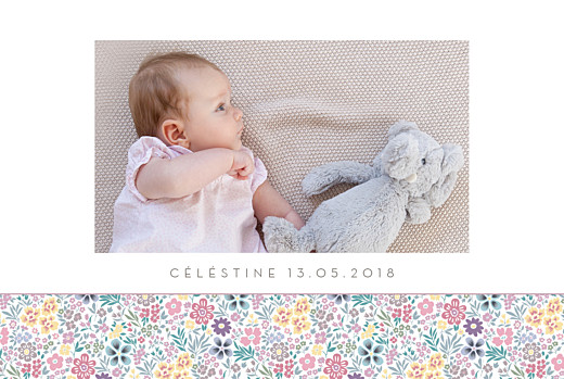 Faire-part de naissance Mille fleurs paysage photo rose Faire-part de naissance Mille fleurs paysage photo rose