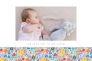 Faire-part de naissance Mille fleurs paysage photo jaune & rouge Faire-part de naissance Mille fleurs paysage photo jaune & rouge