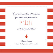Faire-part de naissance Petit matelot (triptyque) bleu & rouge page 2