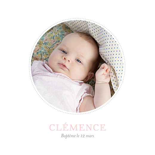 Faire-part de baptême Pois chics photo rose Faire-part de baptême Pois chics photo rose