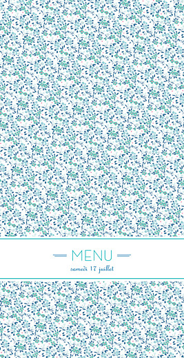 Menu de mariage Simplement liberty (4 pages) bleu Menu de mariage Simplement liberty (4 pages) bleu