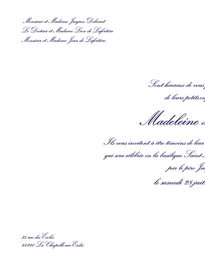 Faire-part de mariage Grand élégant blanc Faire-part de mariage Grand élégant blanc