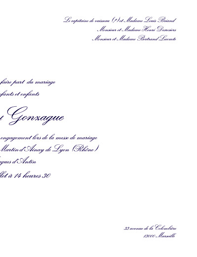 Faire-part de mariage Grand élégant blanc Faire-part de mariage Grand élégant blanc